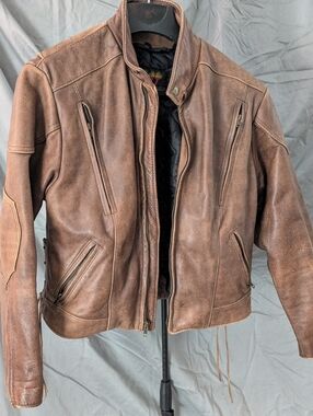 Men's Light Brown Leather Motorcycle Jacket